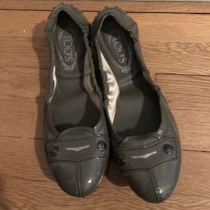 Todds Grey Patent Ballet Flats